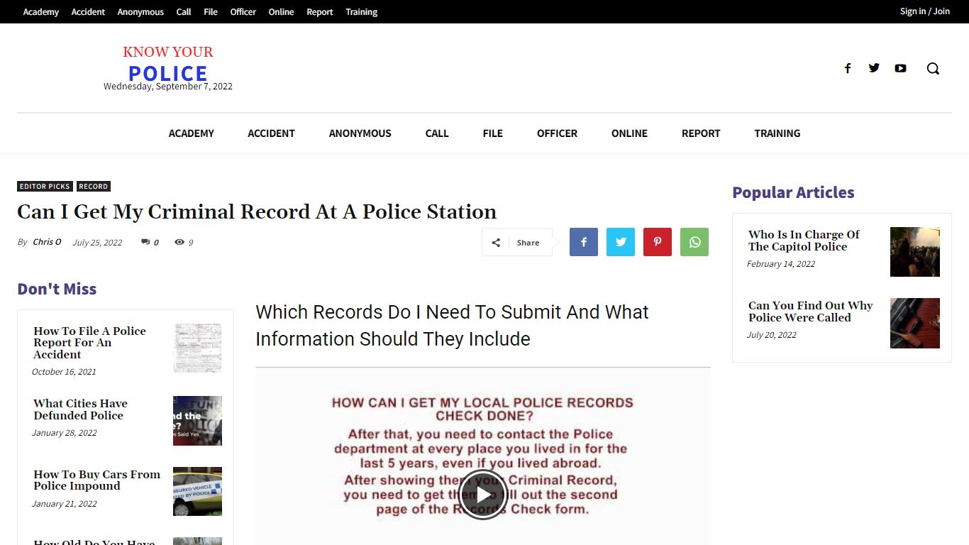 Can I Get My Criminal Record At A Police Station